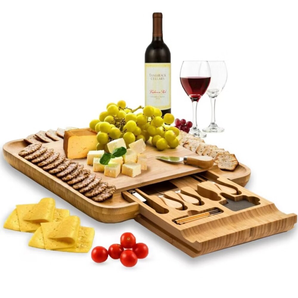 BAMBUSI Charcuterie Board Set-Large Bamboo Cheese & Meat Platter